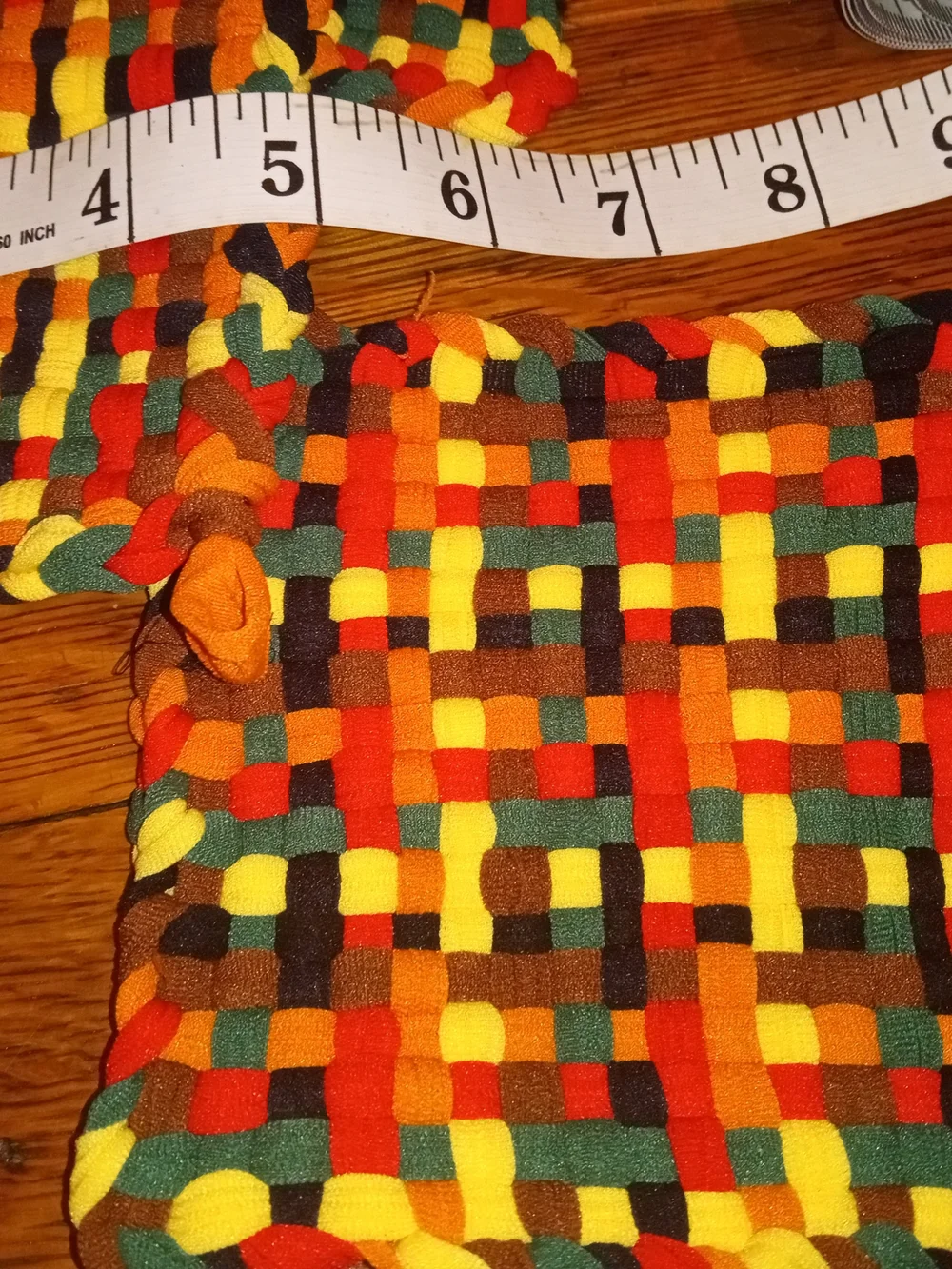 Multicolor Woven Potholders - Bright Orange, Yellow & Green 5 In The Pack